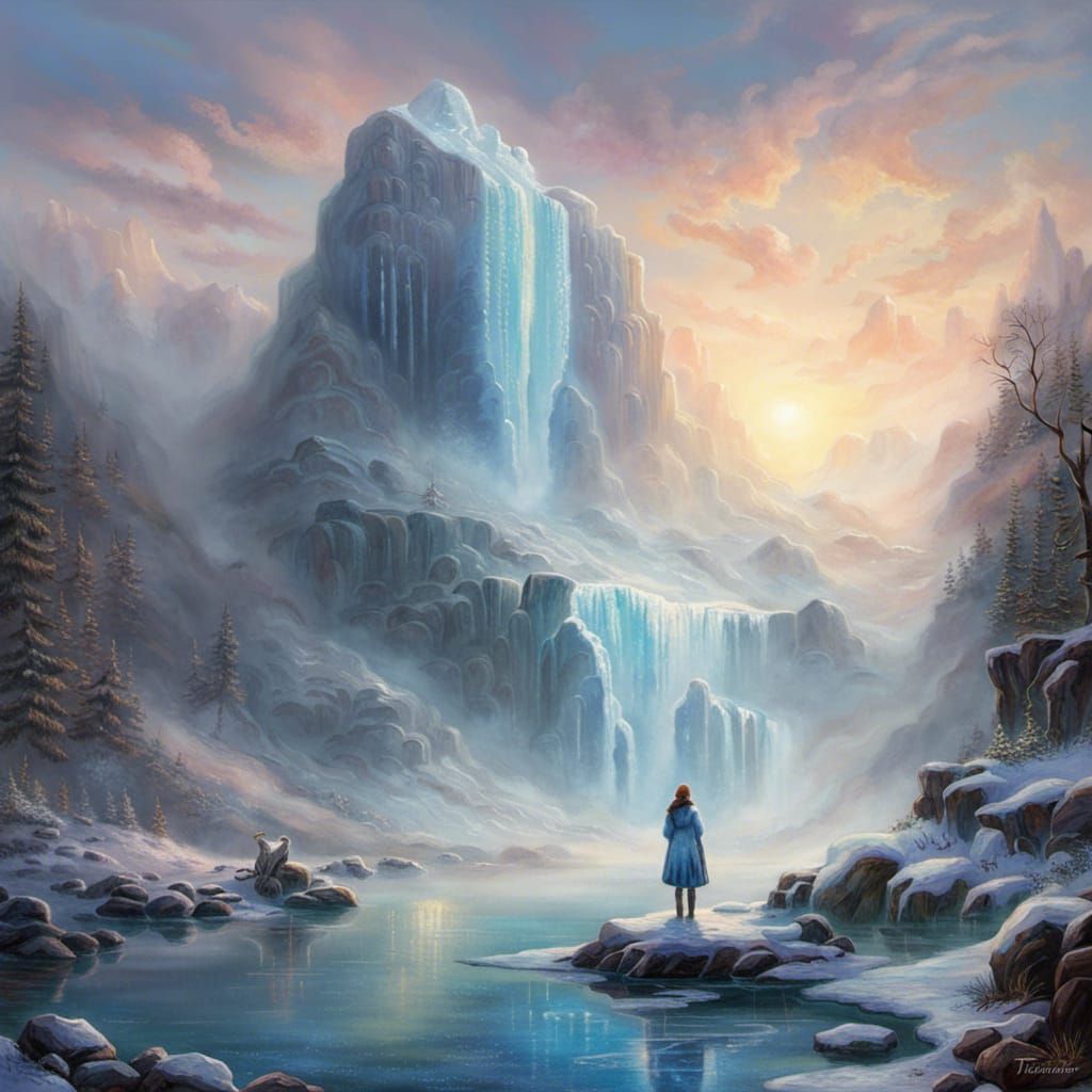 Ethereal Glacier and Frozen Waterfall Fantasy