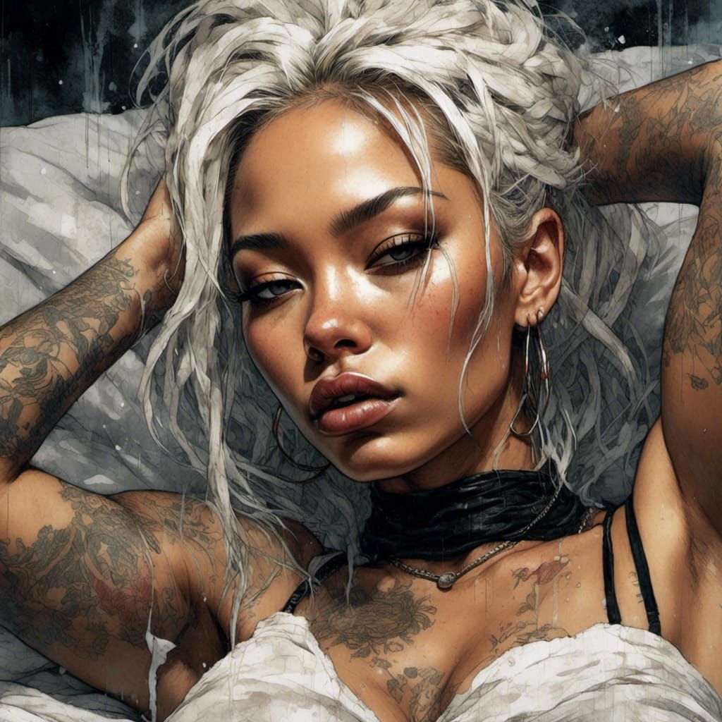 Beautiful Black Woman with Braided Hair, Grunge Poster