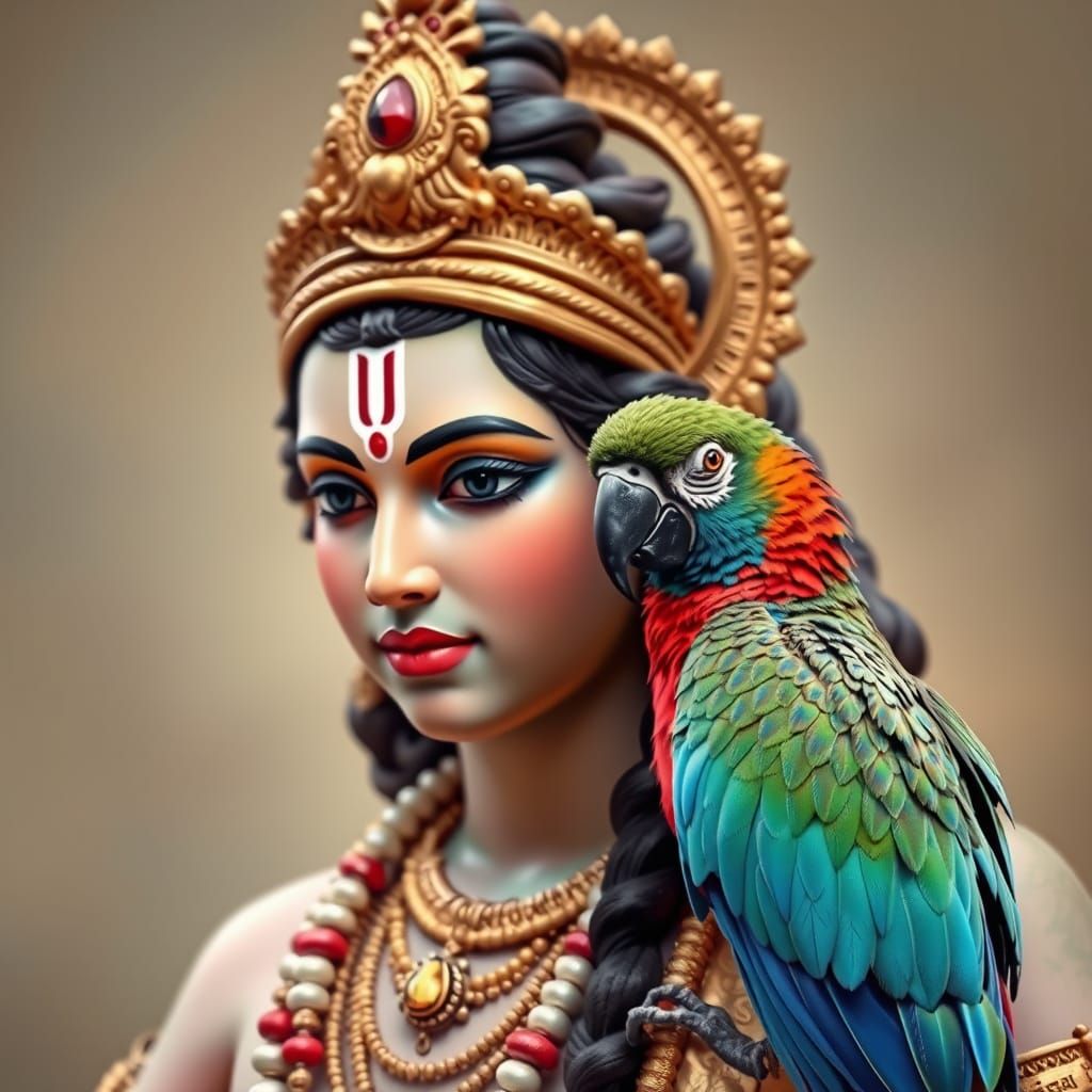 Ethereal Hindu God of Love in Vibrant Colors