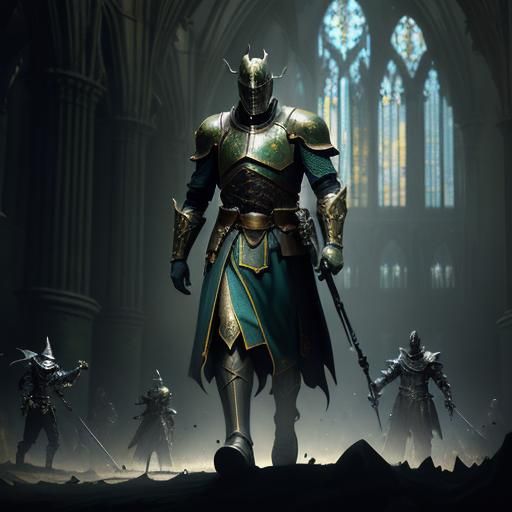 Knight in Gothic Cathedral: Dark Fantasy Concept Art