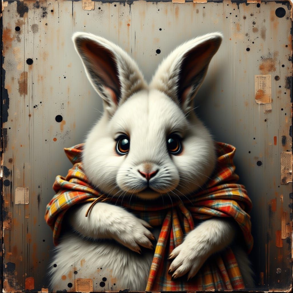 A Fluffy Bunny in Moody Contexture Style