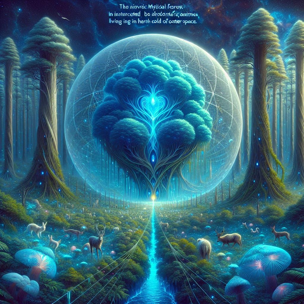 Mystical Forest Protected by Cosmic Sphere: Astral Illustrat...