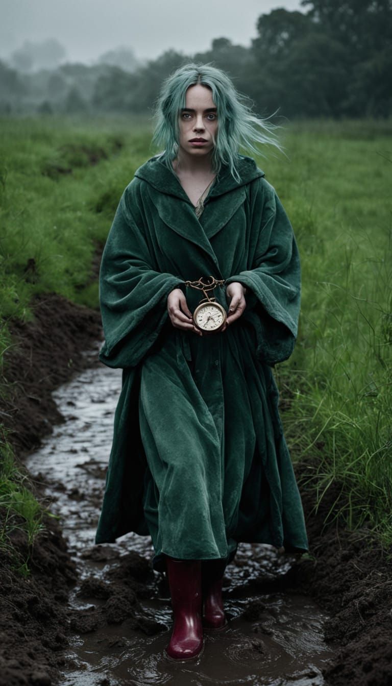 Billie Eilish Lost in Muddy Garden of Contemplation