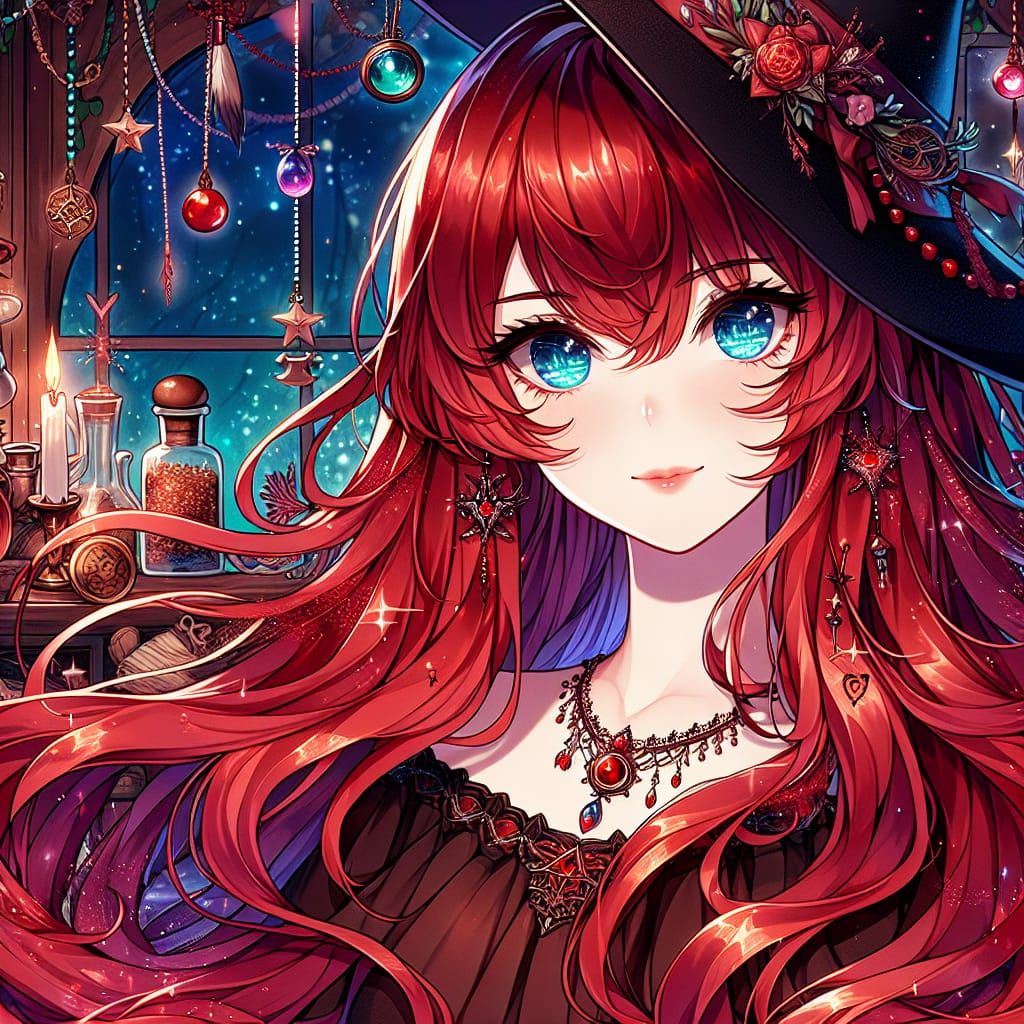 Anime Witch Woman in a Magical Hexenhaus