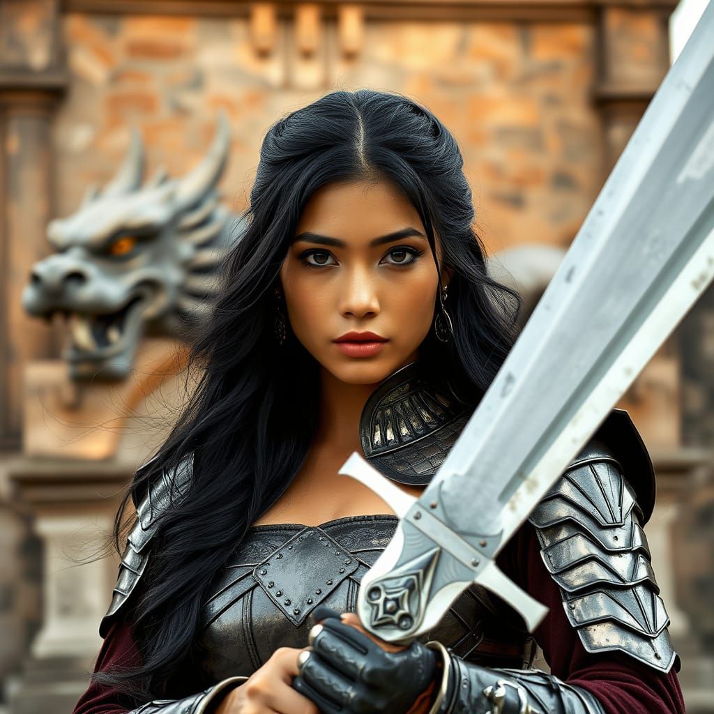 Filipino Warrior Woman with Dragon Castle