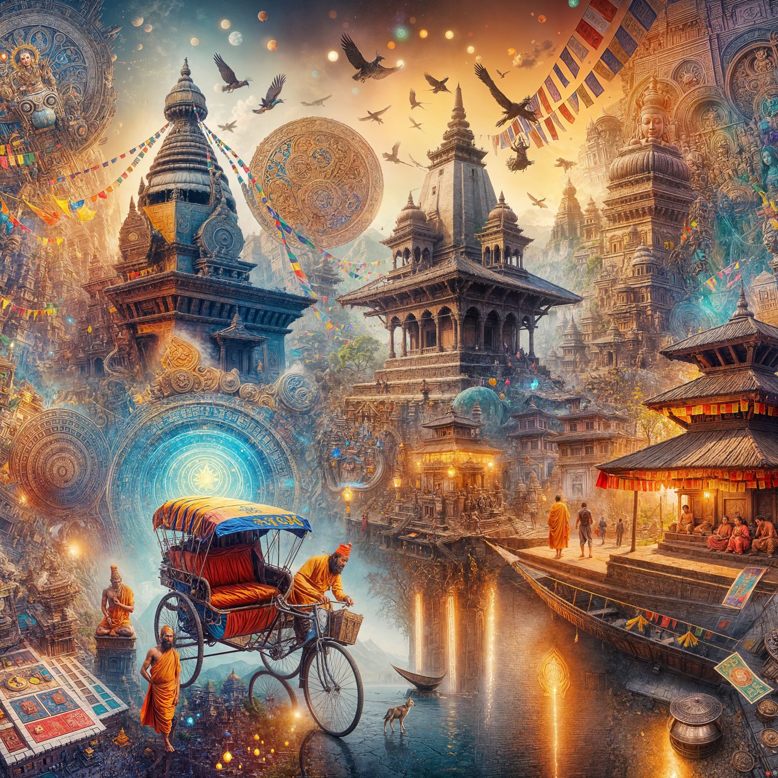 Nepali Culture: Temples, Prayer Flags, and Street Scenes