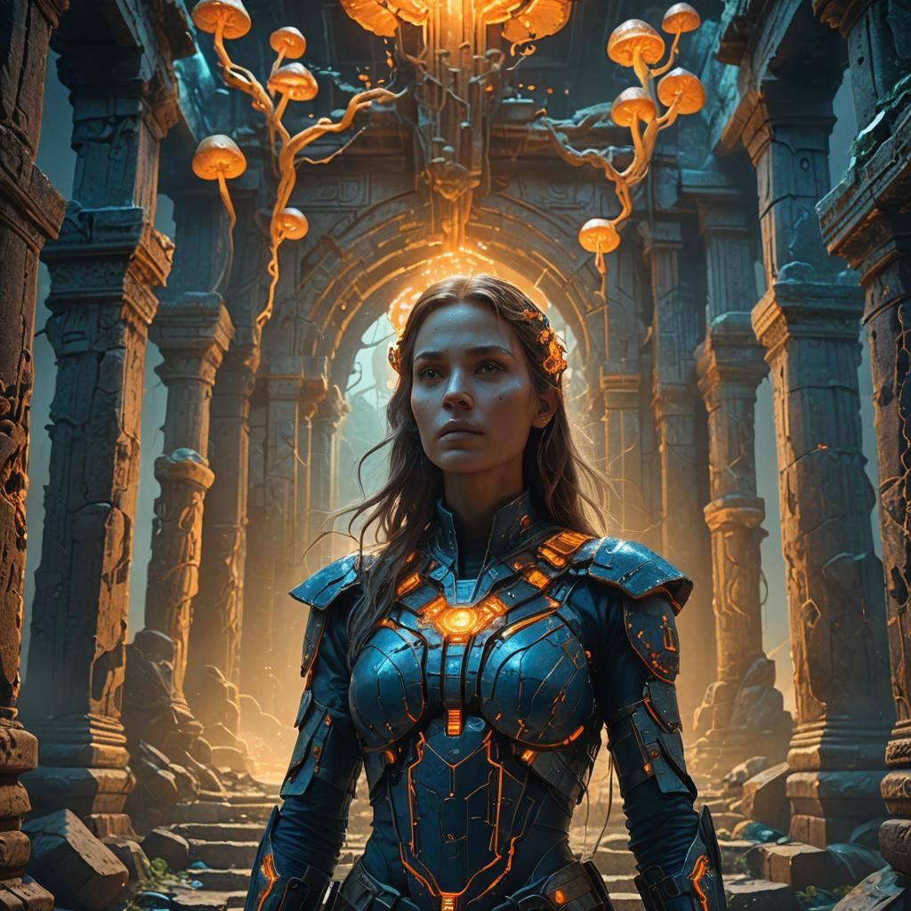 Mystical Uranium Woman in Ruined Temple