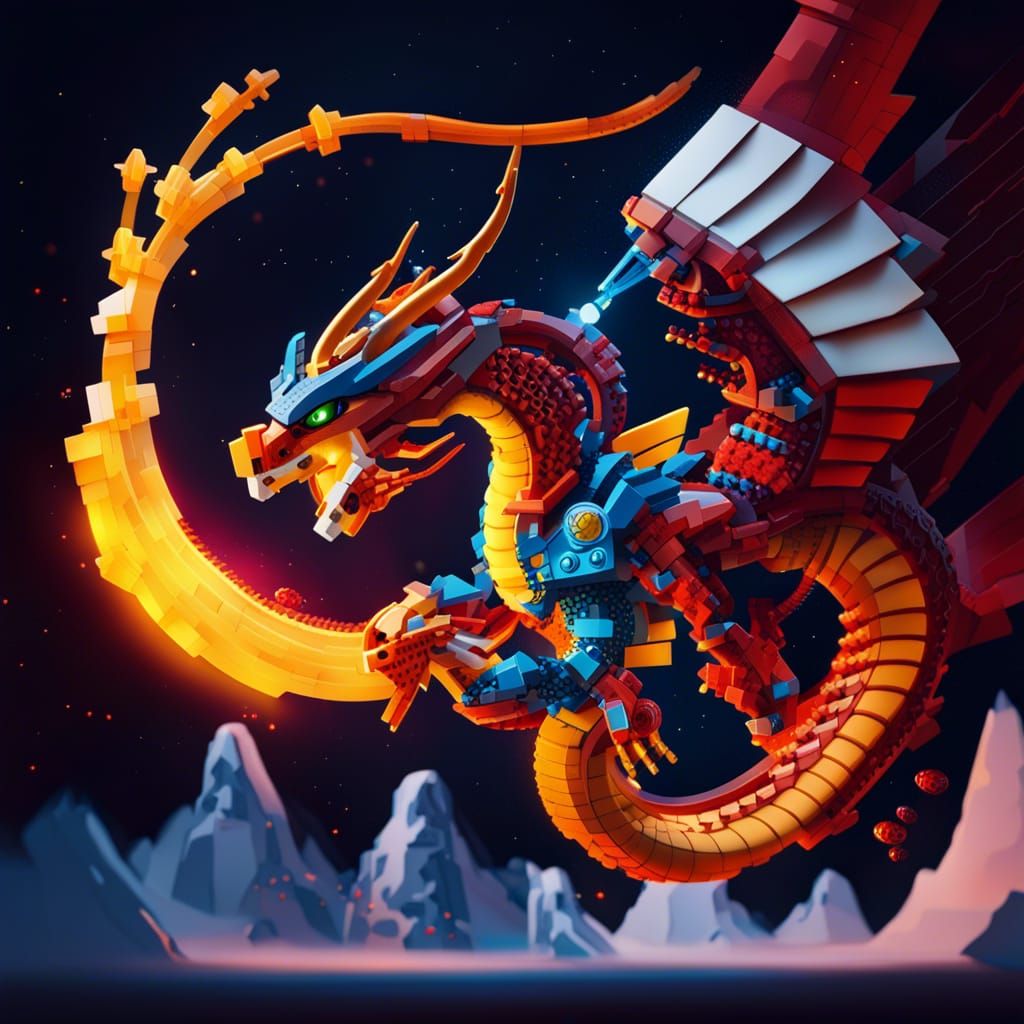 Lego Ninjago Dragon Flies in Space