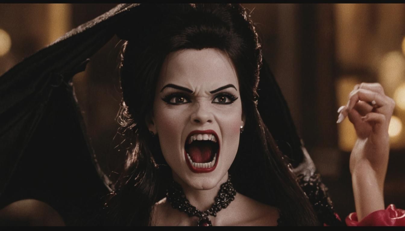 Vampire Barbie Hissing with Sharp Fangs