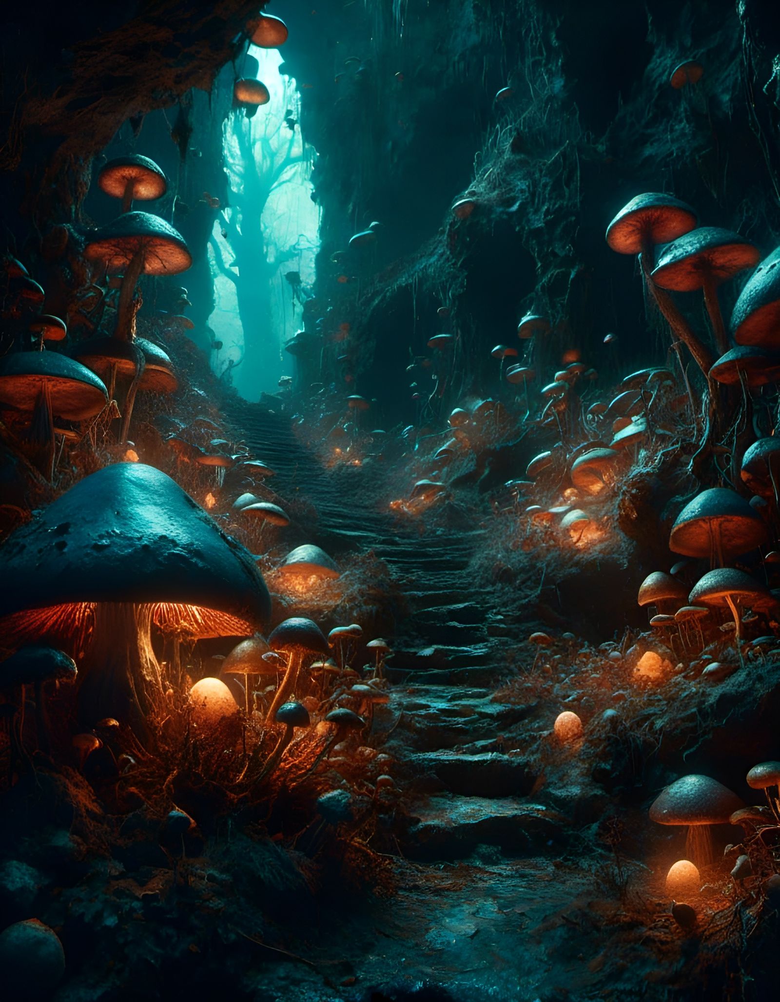 Mushroom Dragon Eggs Inside Glowing Diamond, Fantasycore Art