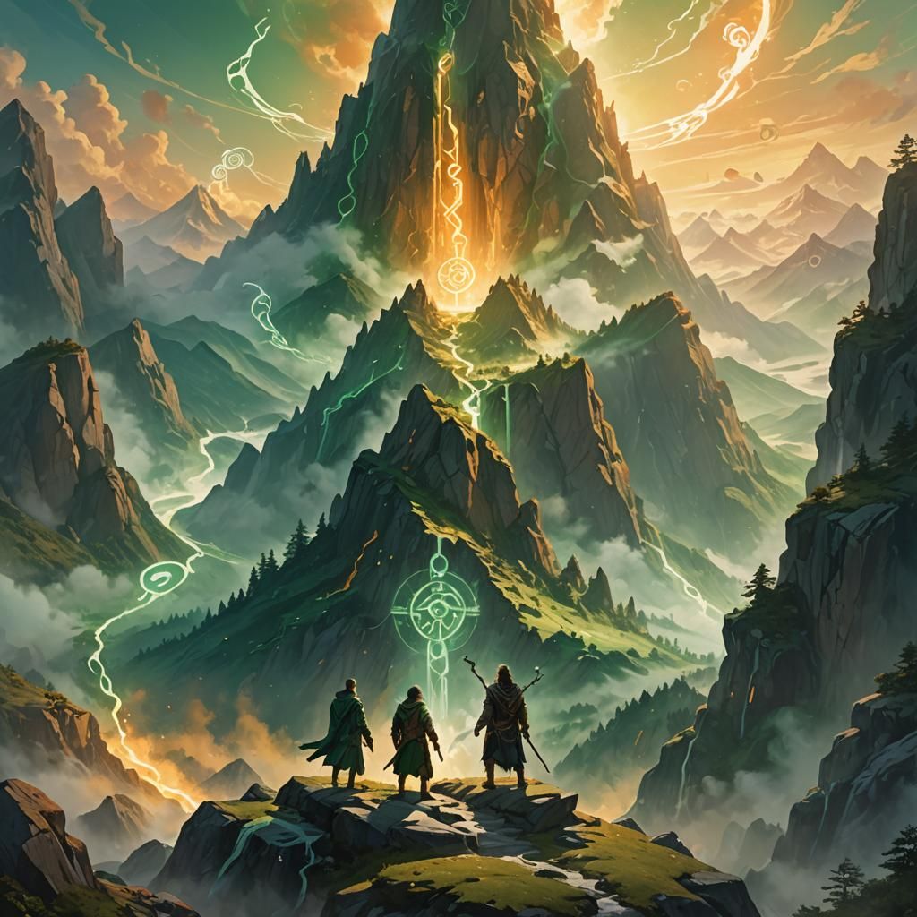 Mystical God on Mountain Peak in Ethereal Light