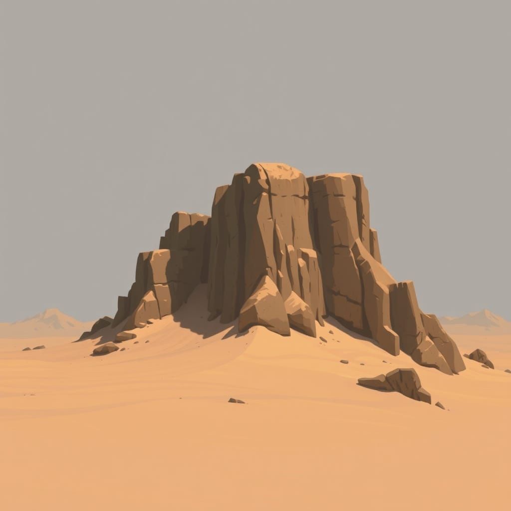 Surreal Desert Landscape with Towering Cliffs