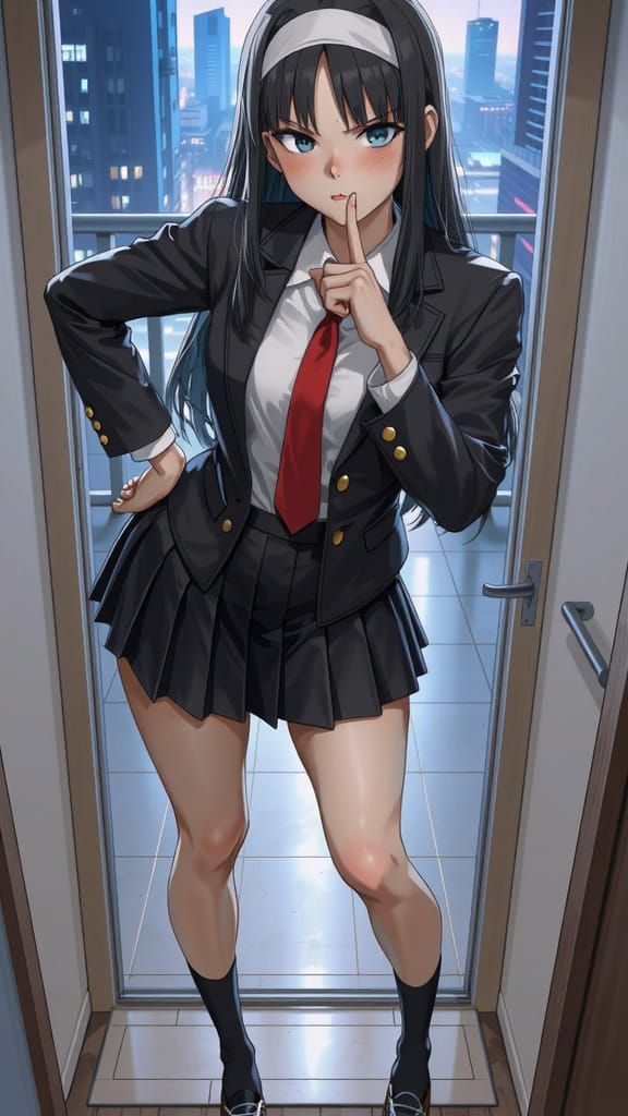 Anime Girl in School Uniform Inspired by Junji Ito