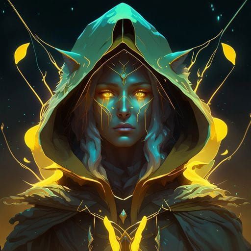 Hooded Archer with Glowing Wolf Eyes Concept Art