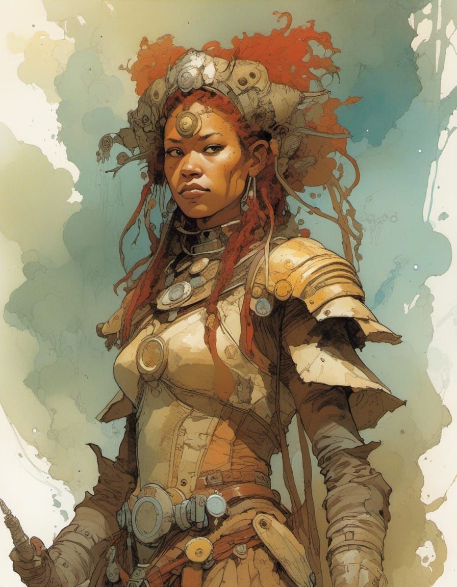 Warrior Princess Portrait in Comic Fantasy Style