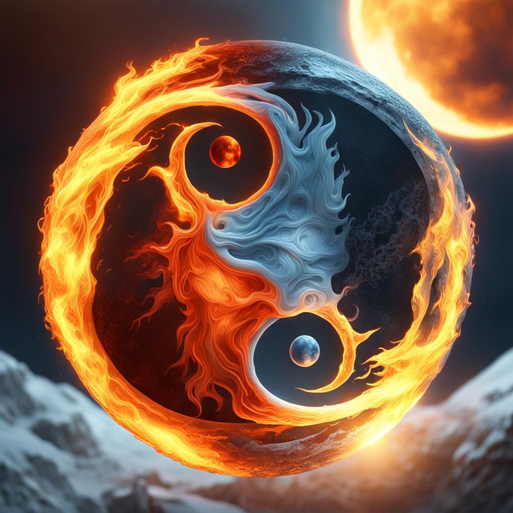 Fiery Sun and Icy Moon Yin Yang