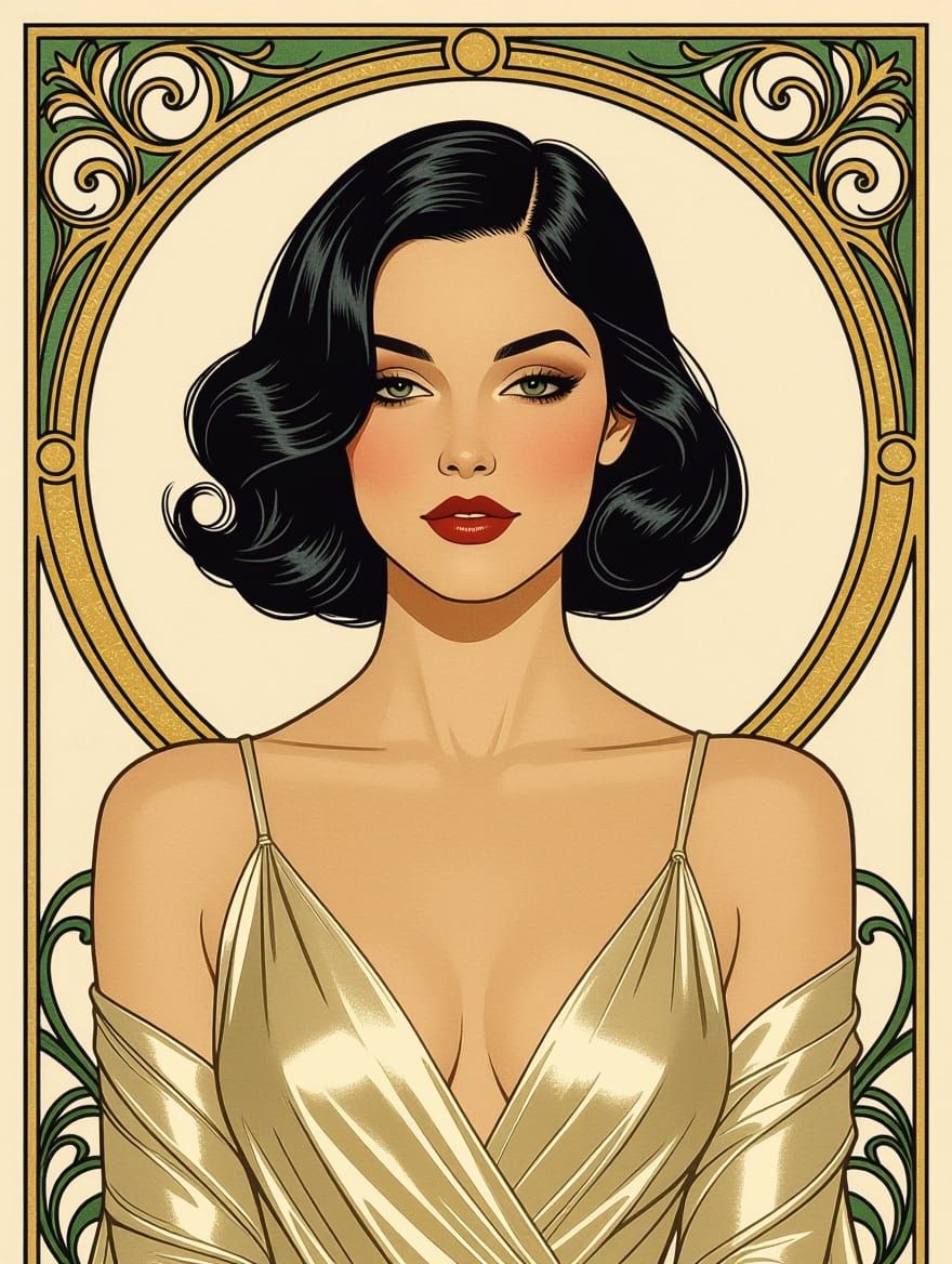 Elegant Woman in Art Nouveau Style