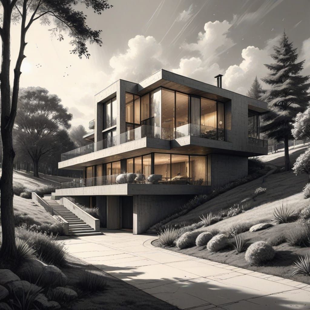 Futuristic Country Estate in Gentle Hues