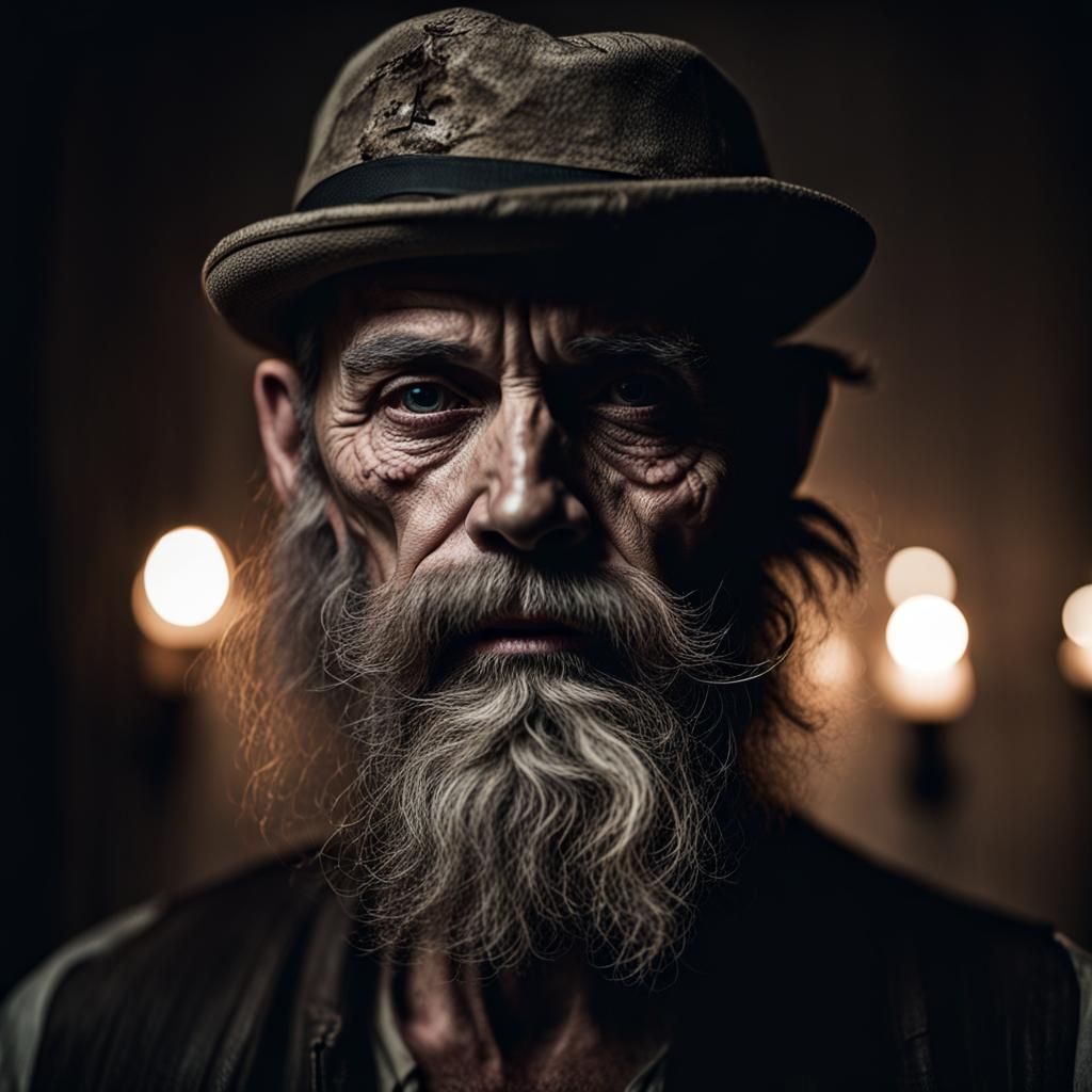 Bearded Skull Portrait with Crosses and Tools
