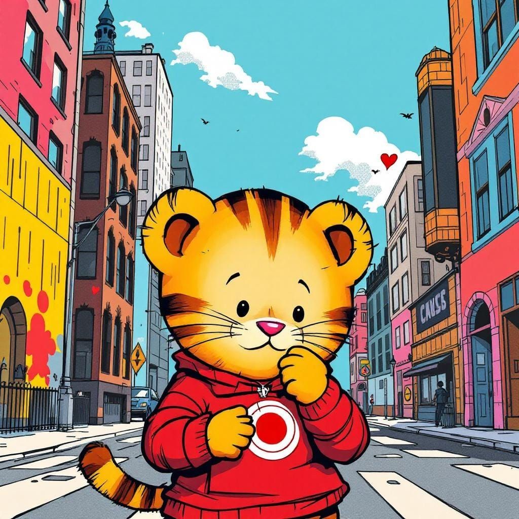 Daniel Tiger's Risky Plan in Graffiti Art Style