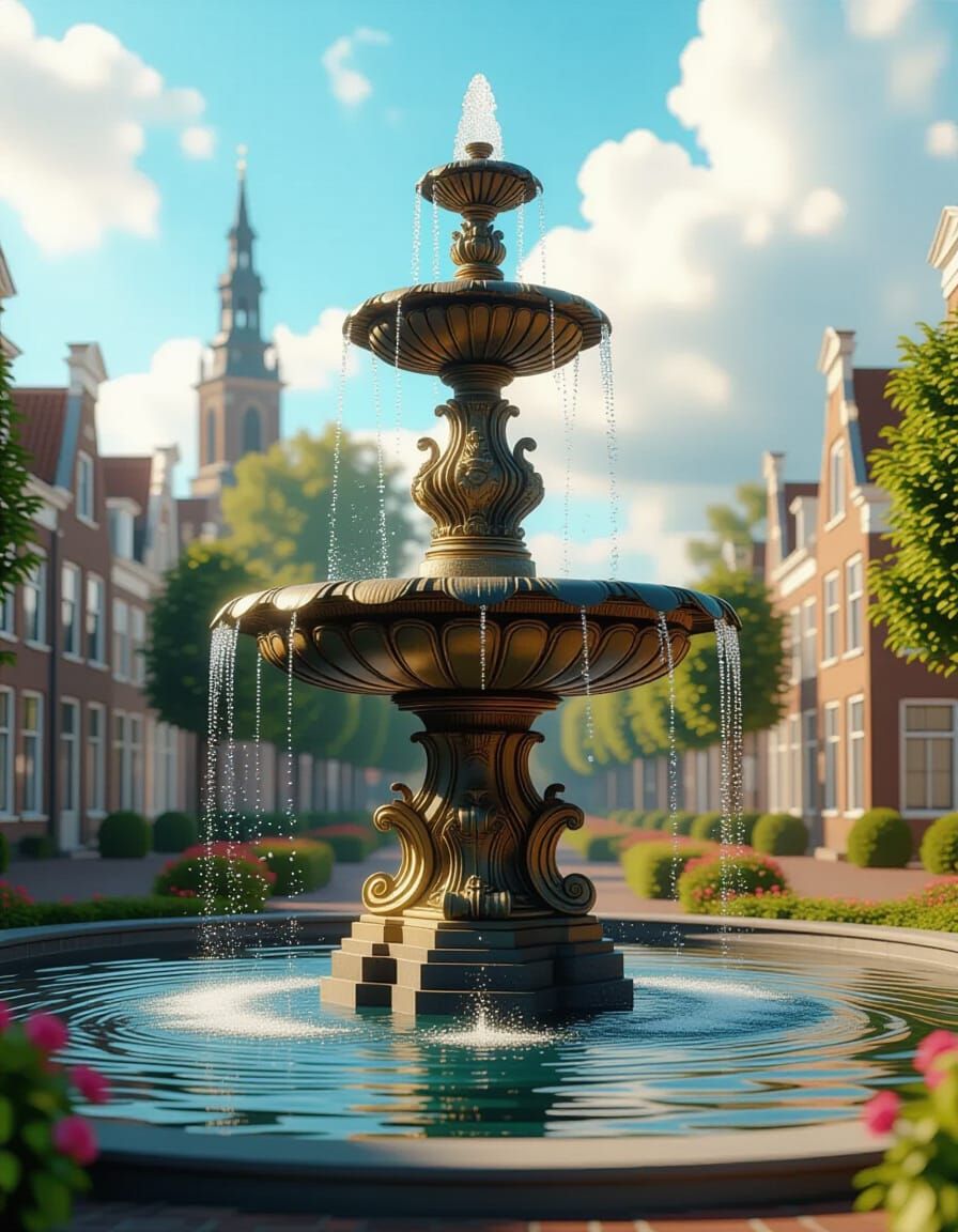 Majestic Fountain of Youth in Surrealist Style