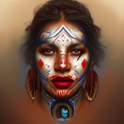 Native American Woman Portrait with Facepaint