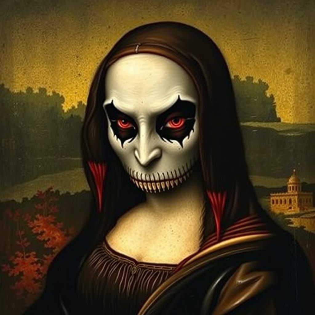 Mona Lisa Transformed into a Gothic Vampire