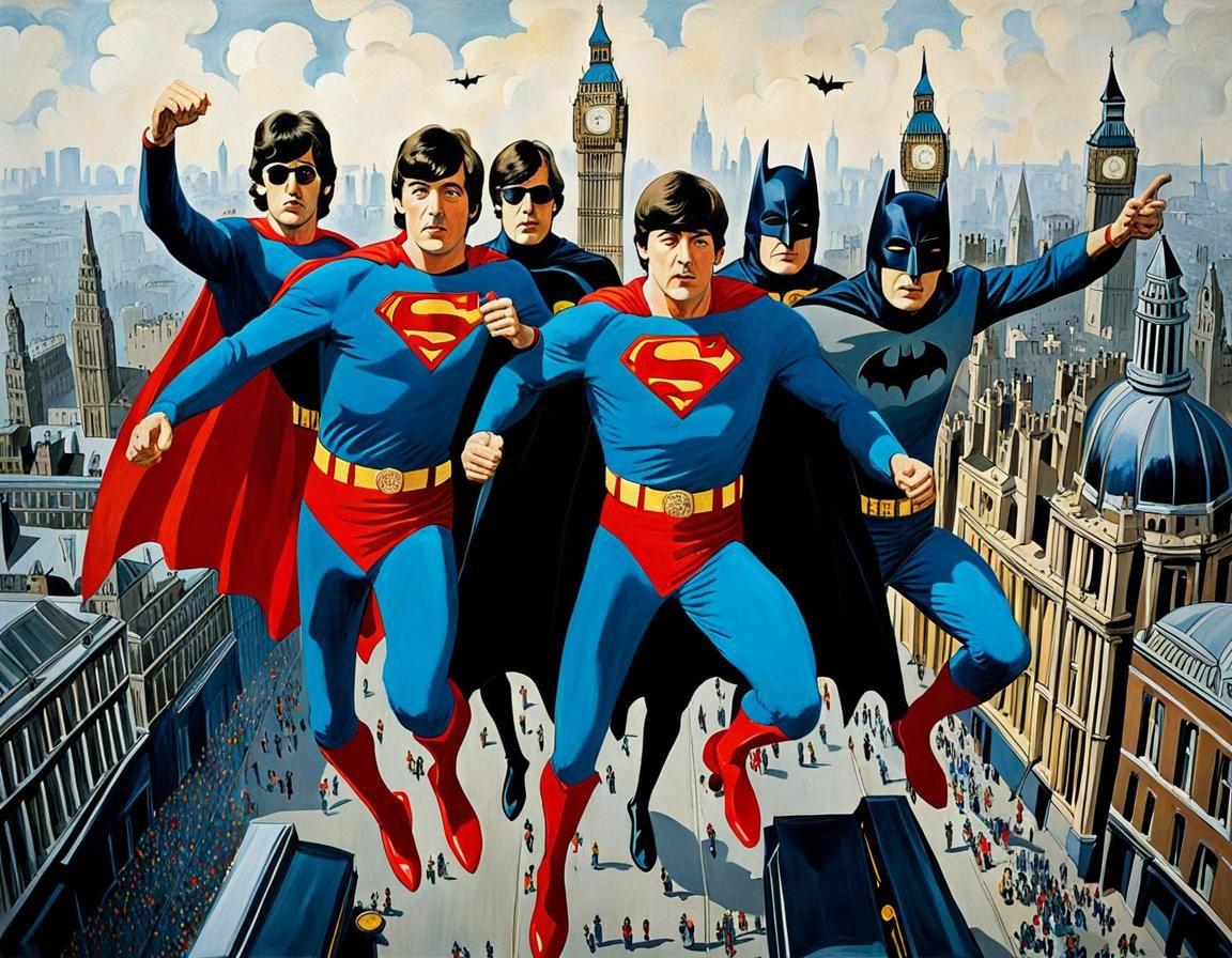 the beatles dressed as superheroes like superman or batman