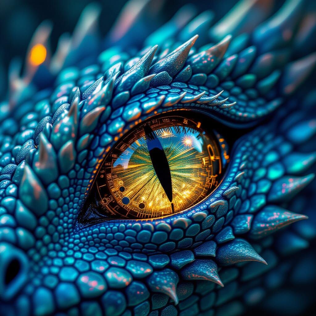 Steampunk Dragon Eye Macro with Clockwork Details