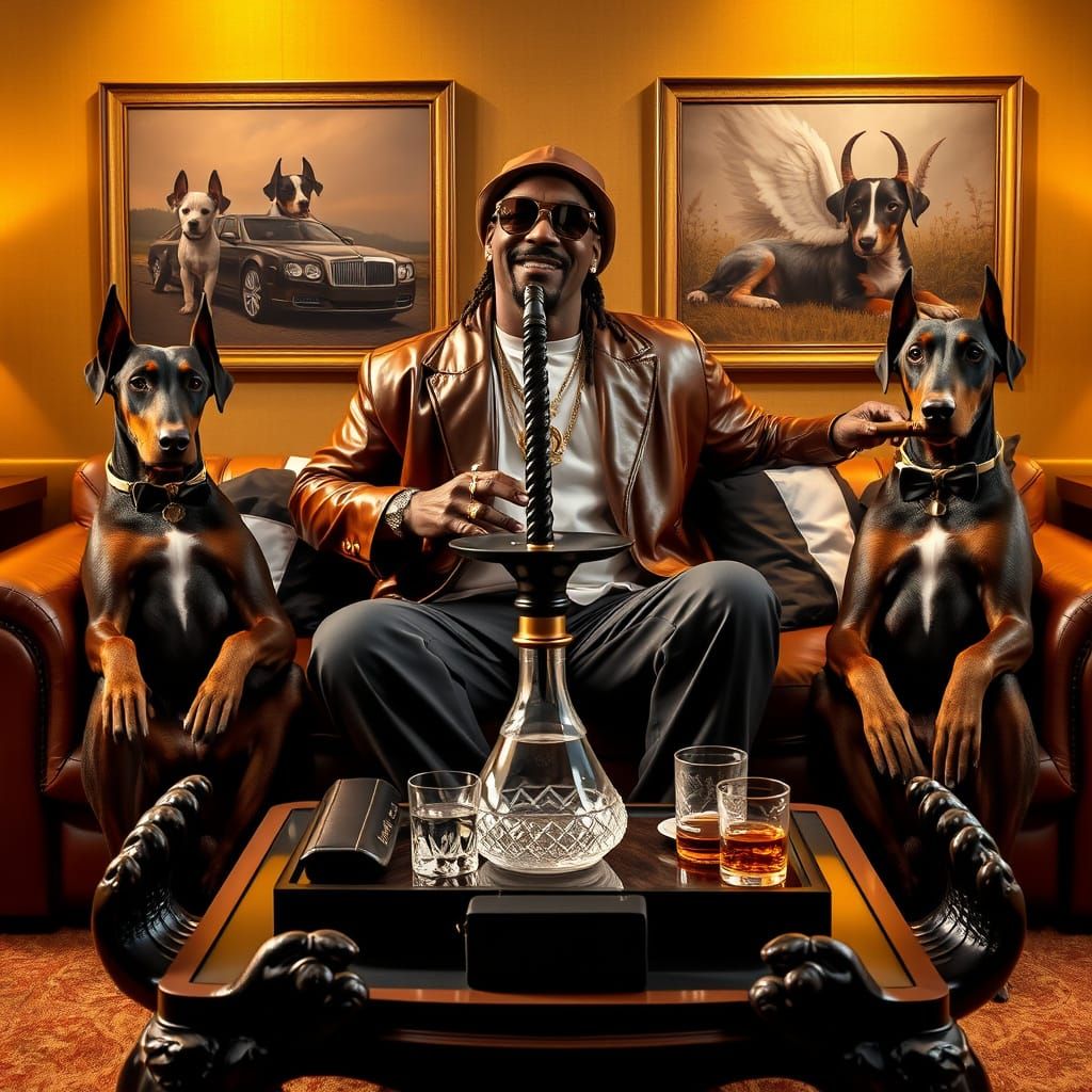 Snoop Dogg in Luxurious VIP Room, Surrounded by Opulence