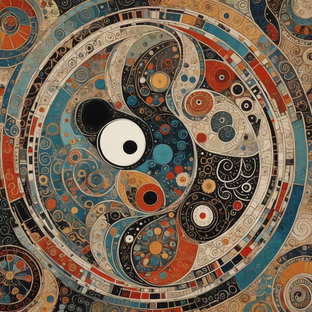 Ying and Yang in Art Brut Style