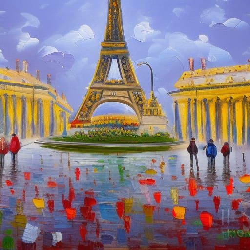 La Place de la Concorde: Expressionist Oil Painting