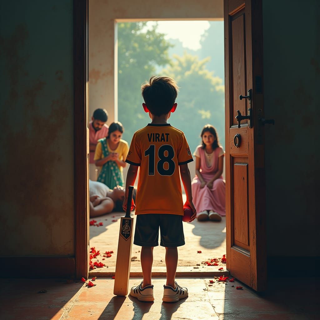 Boy Ready to Play Cricket in Tragic Scene