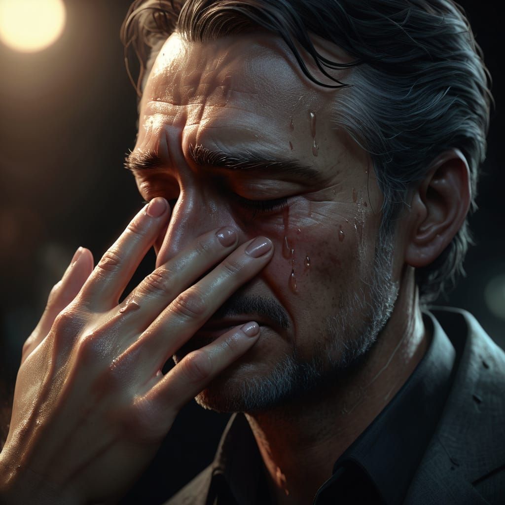 Heartfelt Goodbye: Emotional Close-Up in Digital Art