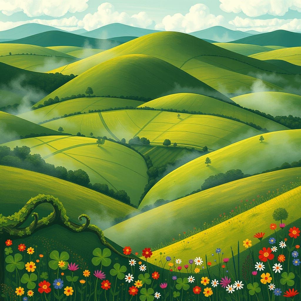 cute animated irish background entwined with clovers and fun