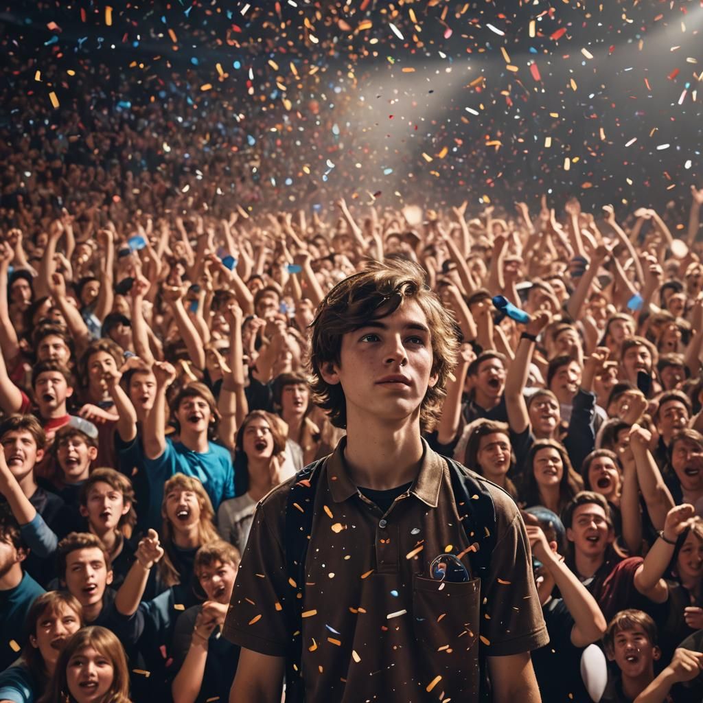 Esports Dream: Boy on Grand Stage in Cinematic Style