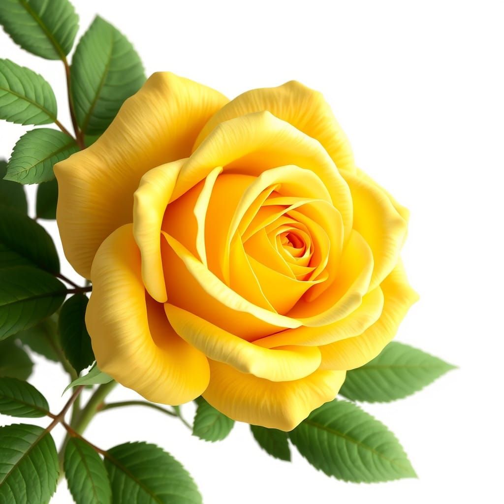 Surreal Yellow Rose in an Oil Painting-Inspired 3D Style