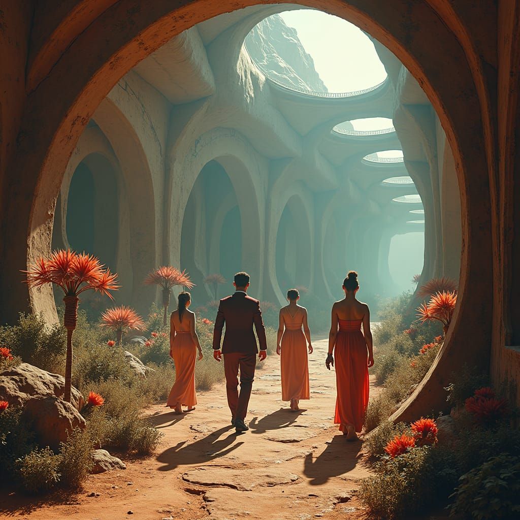 Lavish Martian Underground Colony in Sci-Fi Style