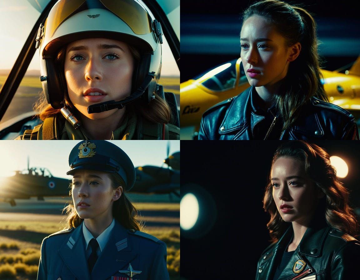Epic Cinematic Portrait of a Female Fighter Jet Pilot