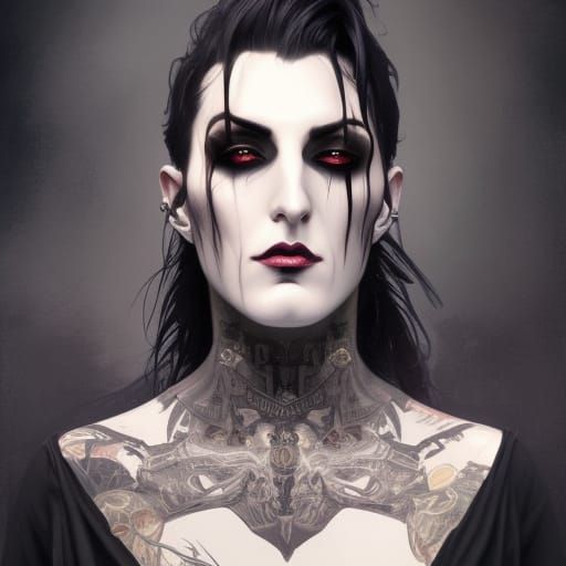 Chris Motionless Portrait in Goth Metalcore Style