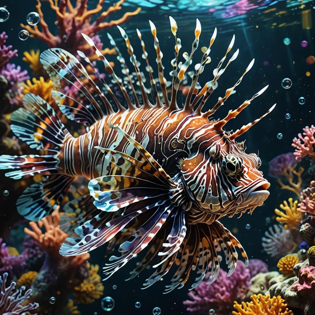 Crystal Lionfish in Underwater Paradise