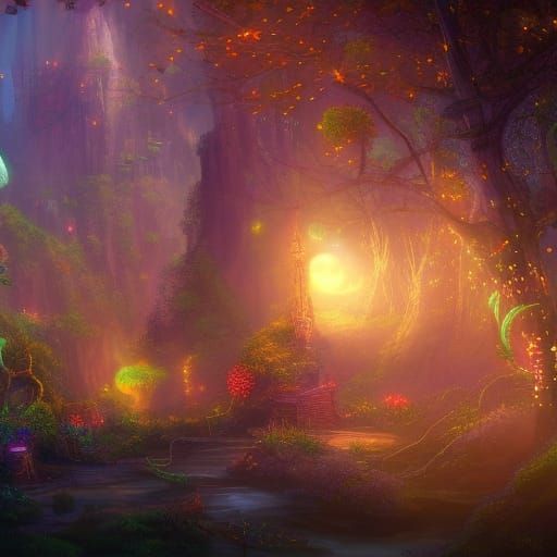 Mystical Fairy Hideaway: Detailed Matte Painting