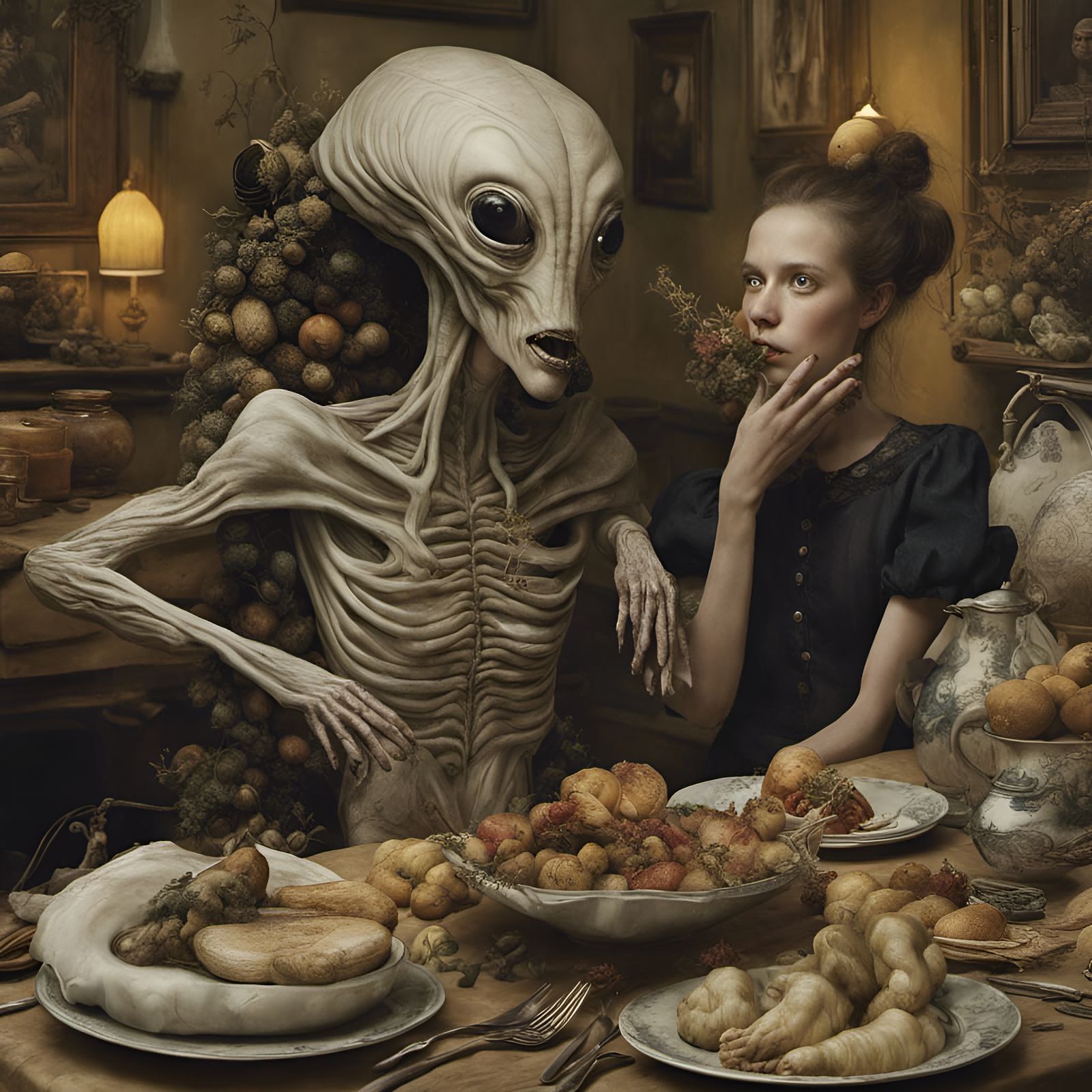 Dreamlike Feast of Futuristic Beings in Bizarre Art