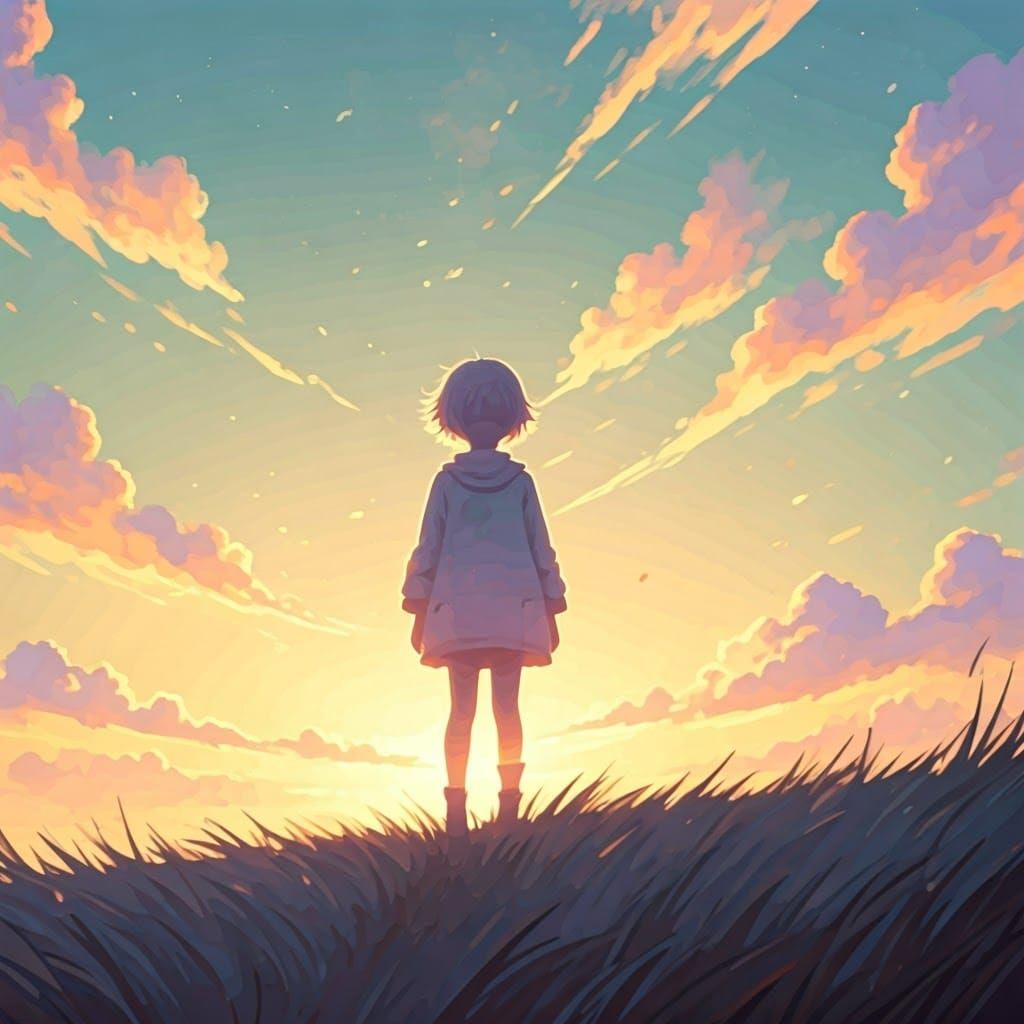 Child Silhouette Formed by Clouds at Sunset