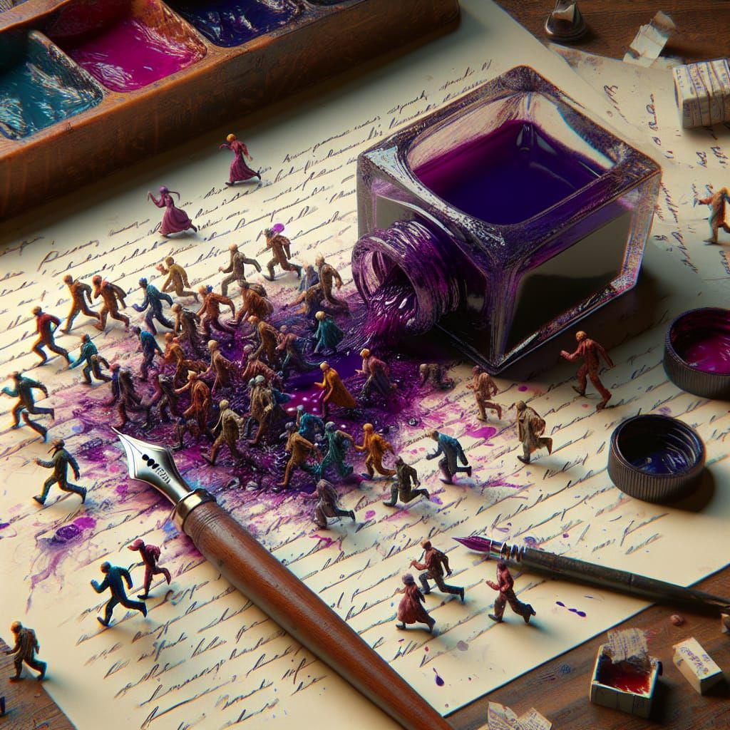 Fantasy Writer's Desk with Inkwell in 3D Art