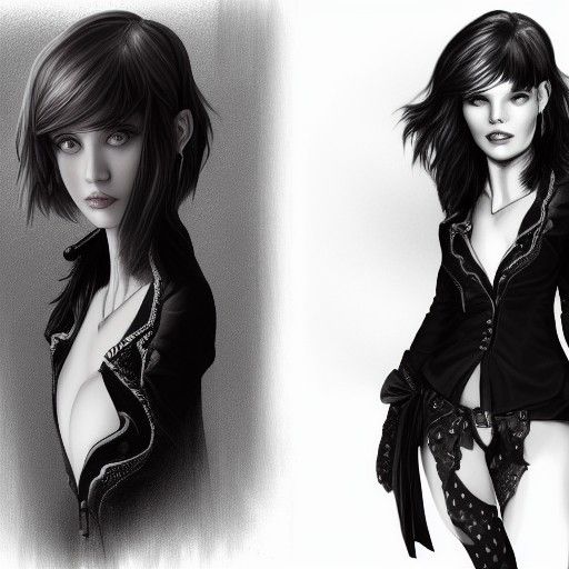 Beautiful Woman in Noir Suit: Digital Art