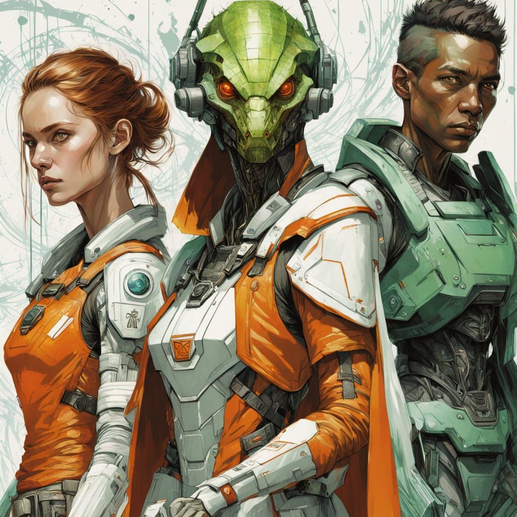 Group of Heroic Warriors