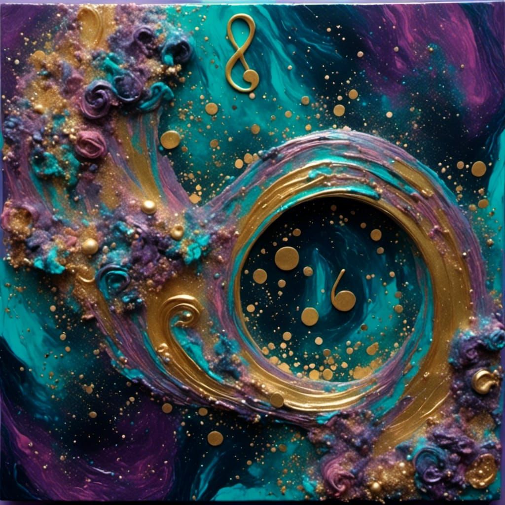Swirling Musical Symbols with Acrylic Texture