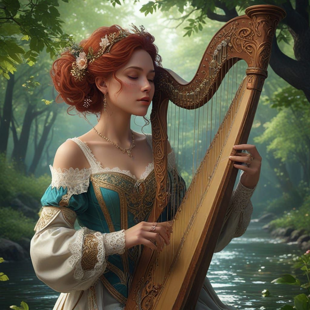 Ethereal Renaissance Siren Serenades Riverbanks in Ancient S...