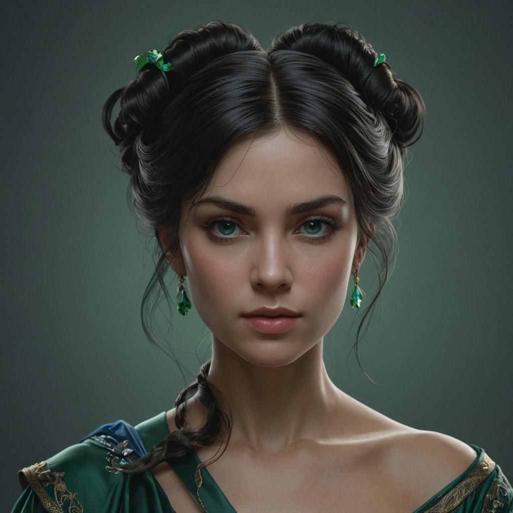 Elegant Southern Belle in Emerald Green and Sapphire Blue